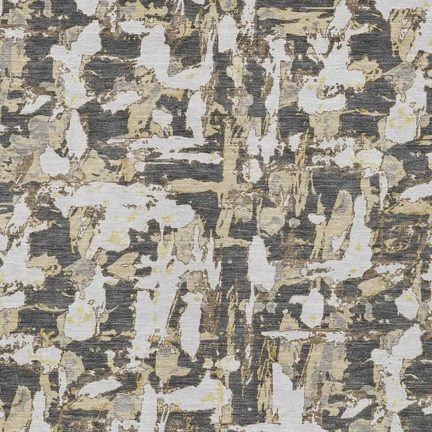 Graphite And Ivory Abstract Washable Indoor Outdoor Area Rug Photo 5