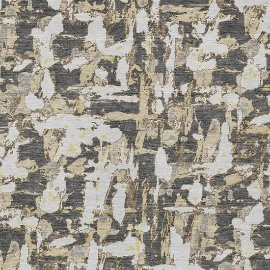 Graphite And Ivory Abstract Washable Indoor Outdoor Area Rug Photo 5
