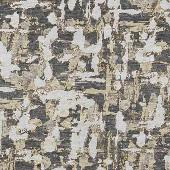 Graphite And Ivory Abstract Washable Indoor Outdoor Area Rug Photo 3