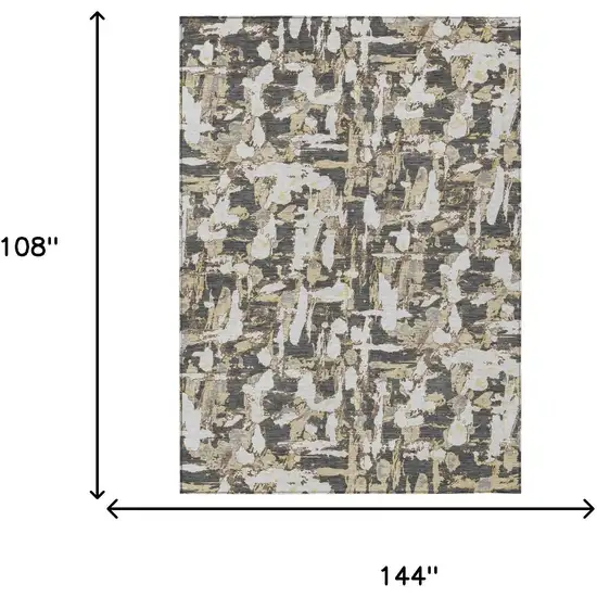 Graphite And Ivory Abstract Washable Indoor Outdoor Area Rug Photo 9