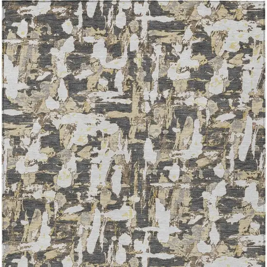 Graphite And Ivory Abstract Washable Indoor Outdoor Area Rug Photo 6