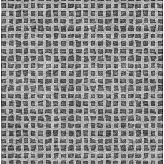 Graphite And Silver Geometric Washable Area Rug With UV Protection Photo 4
