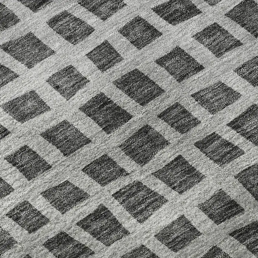Graphite And Silver Geometric Washable Area Rug With UV Protection Photo 8