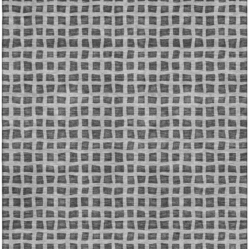 Graphite And Silver Geometric Washable Area Rug With UV Protection Photo 4