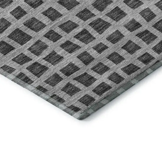 Graphite And Silver Geometric Washable Area Rug With UV Protection Photo 7