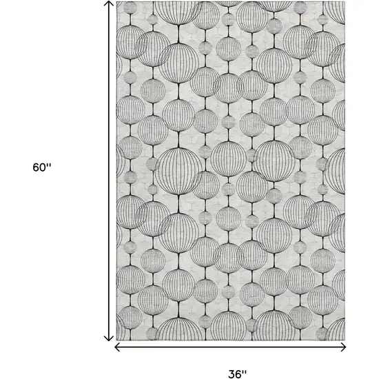 Graphite And Silver Geometric Washable Area Rug With UV Protection Photo 3