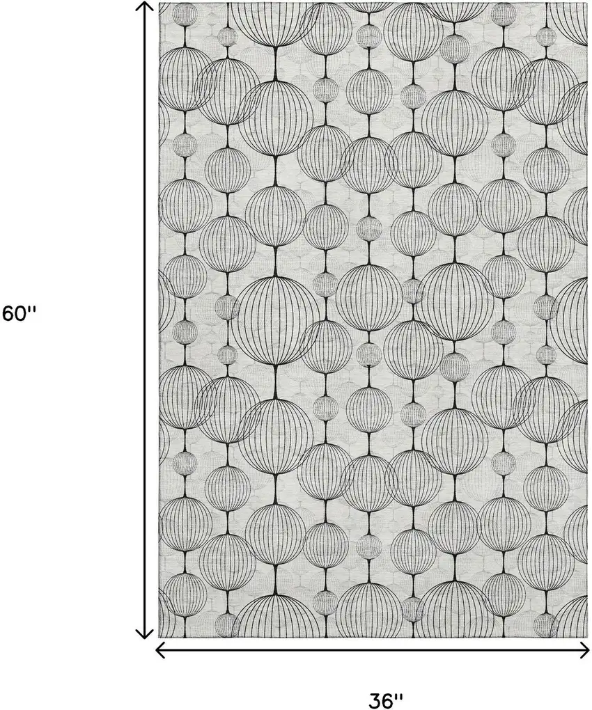 Graphite And Silver Geometric Washable Area Rug With UV Protection Photo 3