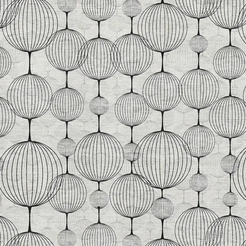 Graphite And Silver Geometric Washable Area Rug With UV Protection Photo 3