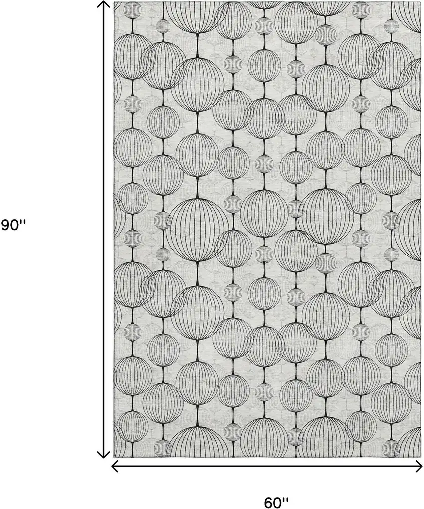 Graphite And Silver Geometric Washable Area Rug With UV Protection Photo 3