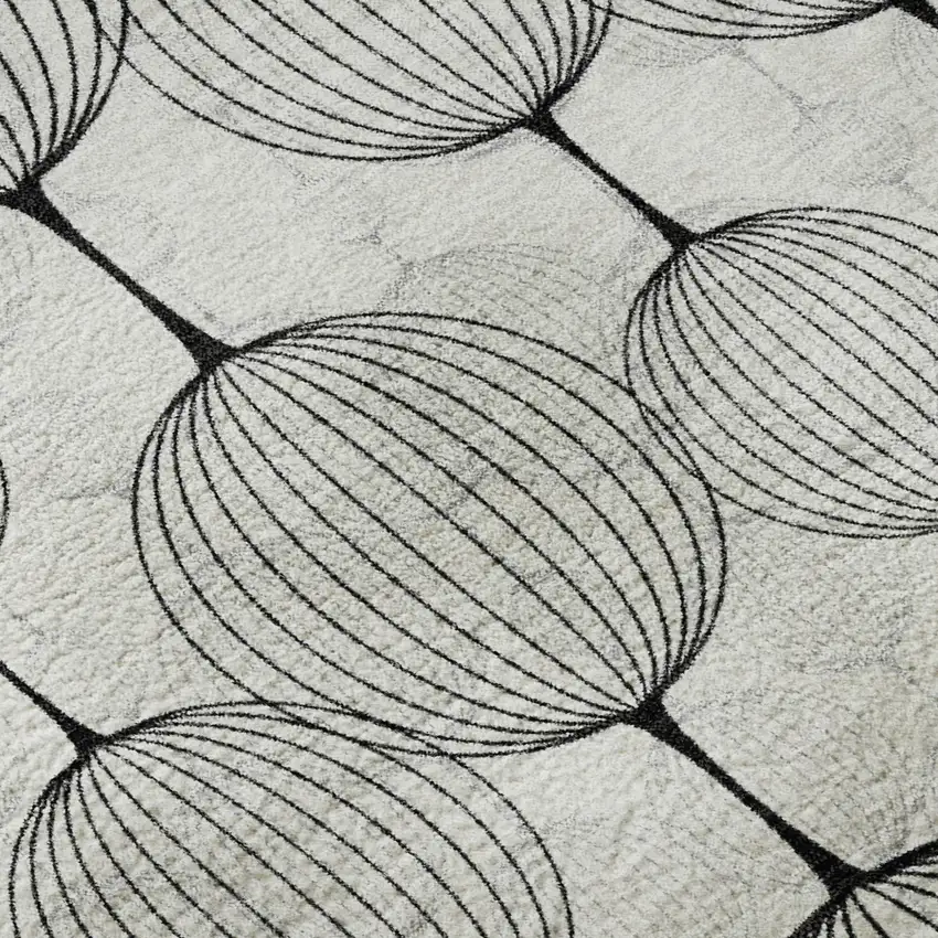 Graphite And Silver Geometric Washable Area Rug With UV Protection Photo 8