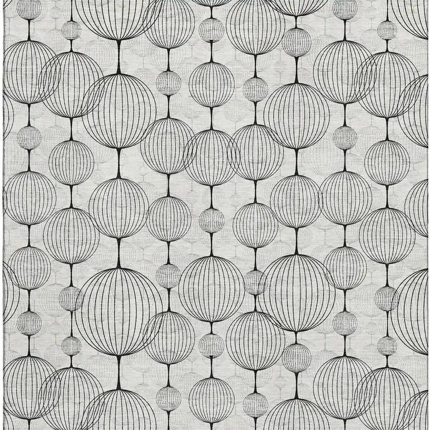 Graphite And Silver Geometric Washable Area Rug With UV Protection Photo 3