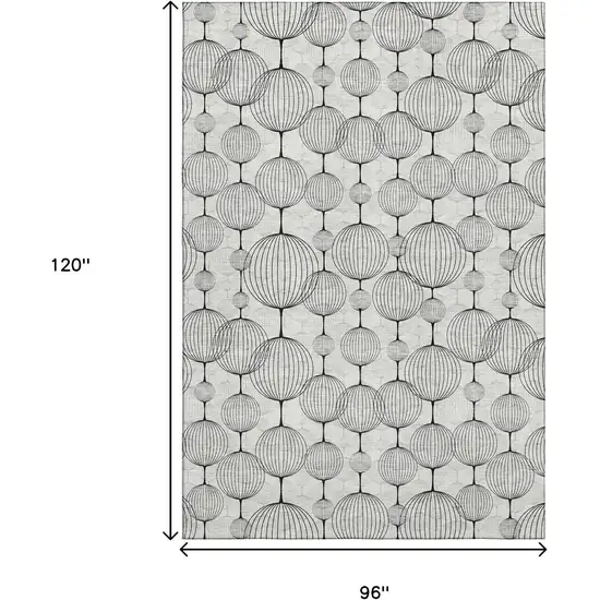 Graphite And Silver Geometric Washable Area Rug With UV Protection Photo 3