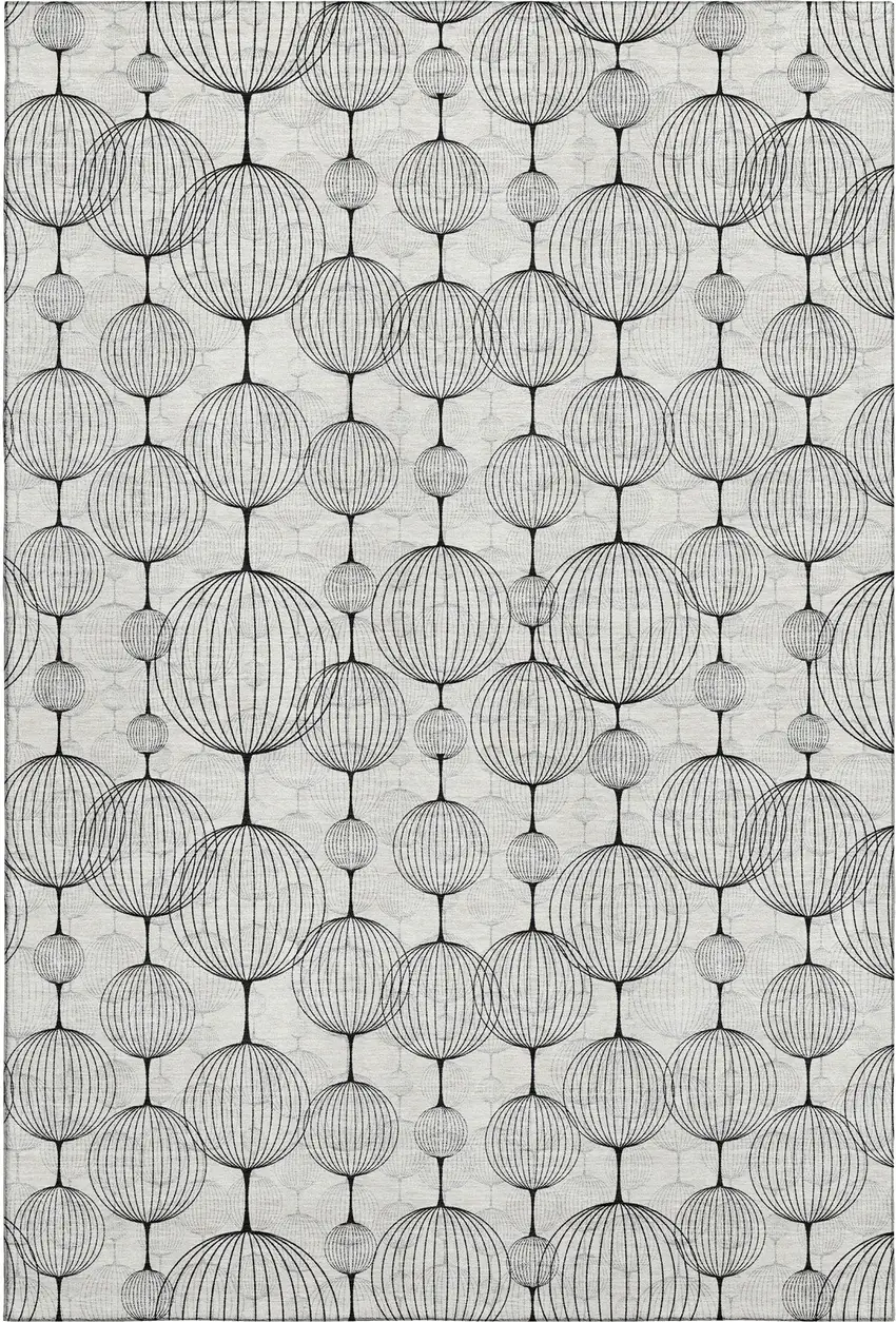 Graphite And Silver Geometric Washable Area Rug With UV Protection Photo 1