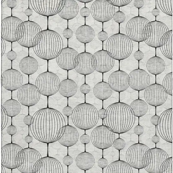 Graphite And Silver Geometric Washable Area Rug With UV Protection Photo 3