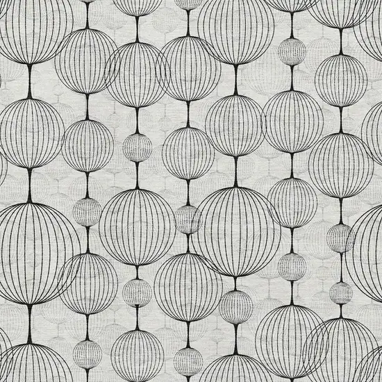 Graphite And Silver Geometric Washable Area Rug With UV Protection Photo 3