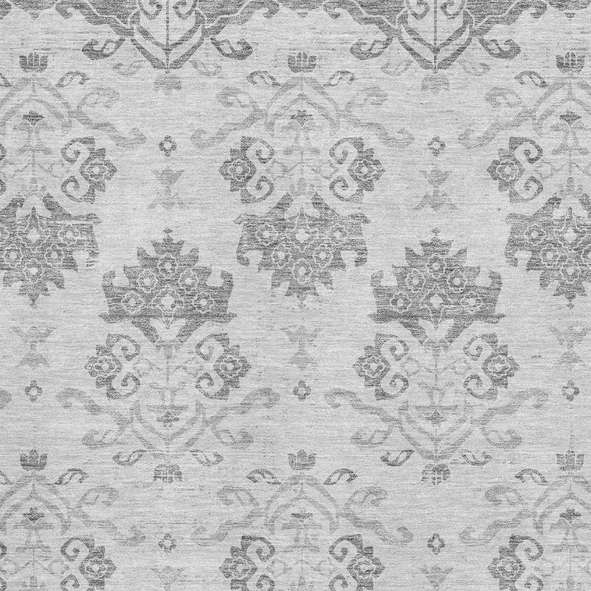 Graphite And Silver Medallion Washable Area Rug With UV Protection Photo 3