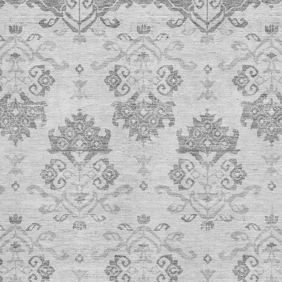 Graphite And Silver Medallion Washable Area Rug With UV Protection Photo 3