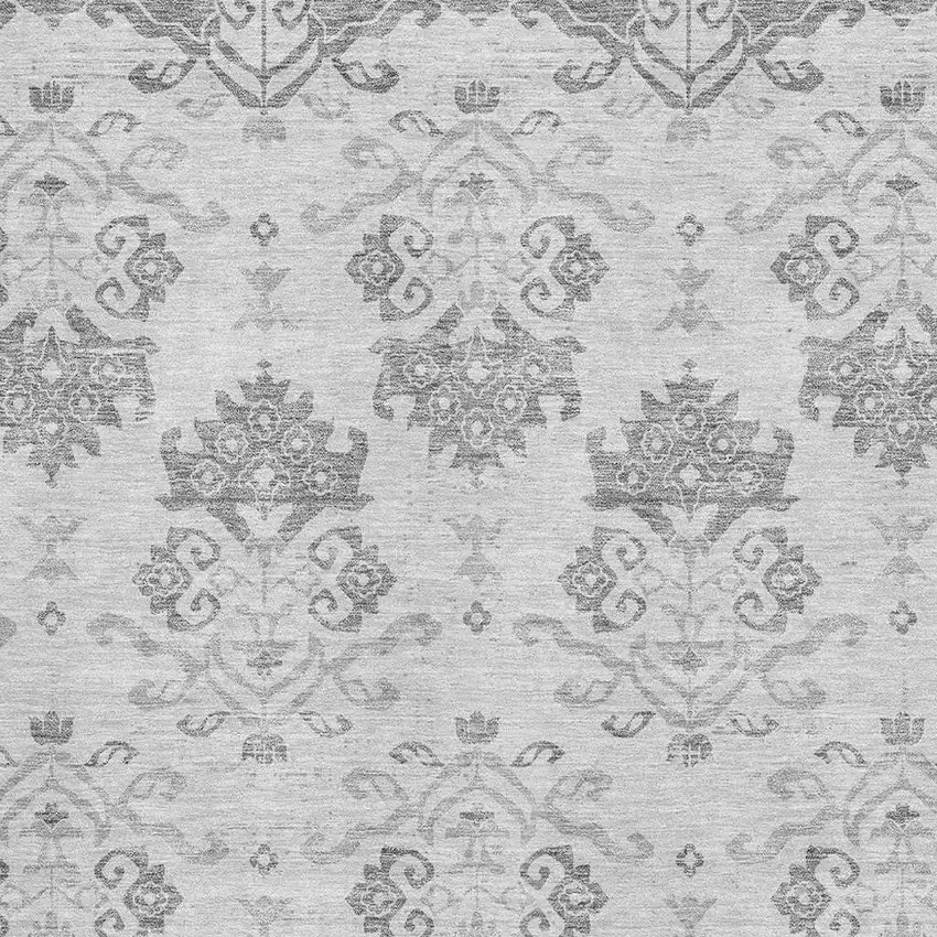 Graphite And Silver Medallion Washable Area Rug With UV Protection Photo 3