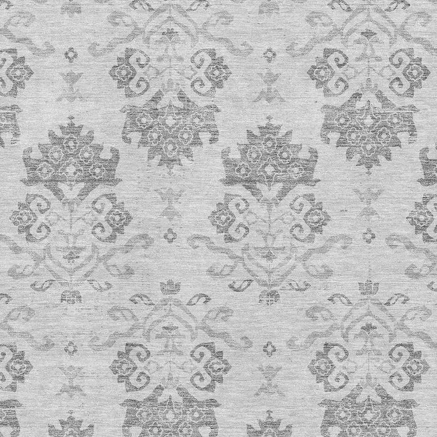 Graphite And Silver Medallion Washable Area Rug With UV Protection Photo 3