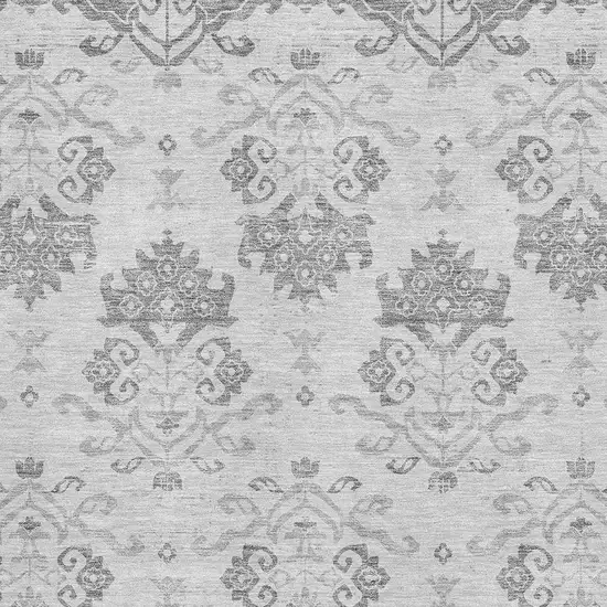 Graphite And Silver Medallion Washable Area Rug With UV Protection Photo 3