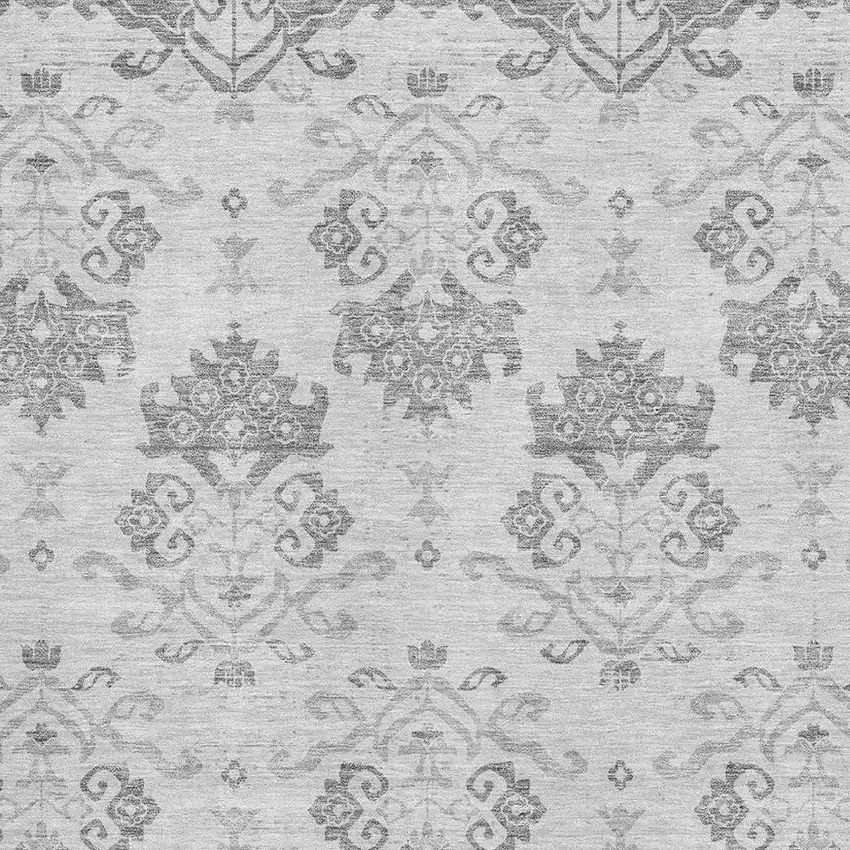 Graphite And Silver Medallion Washable Area Rug With UV Protection Photo 3