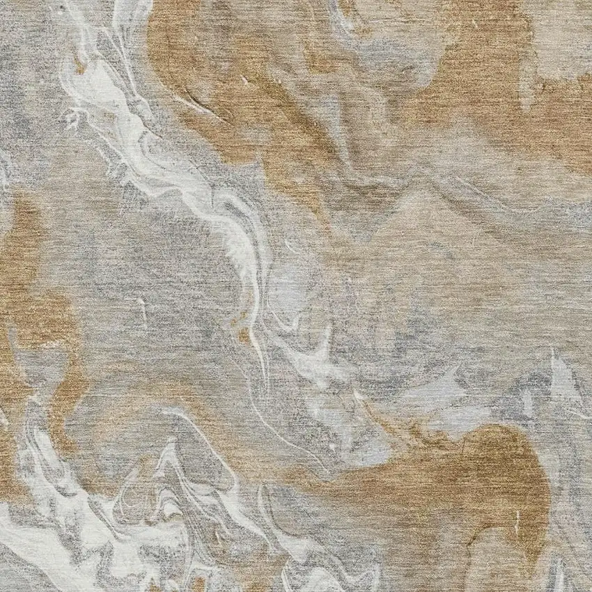 Graphite Beige And Ivory Abstract Washable Area Rug With UV Protection Photo 2