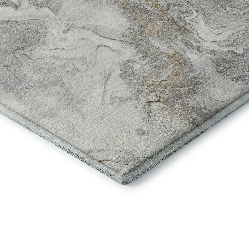 Graphite Beige And Ivory Abstract Washable Area Rug With UV Protection Photo 7