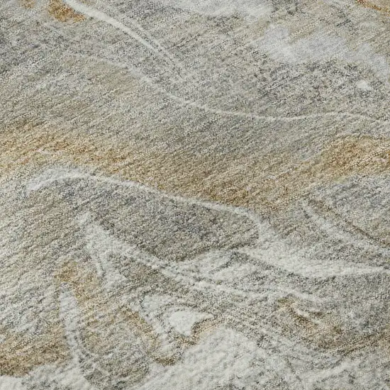 Graphite Beige And Ivory Abstract Washable Area Rug With UV Protection Photo 9