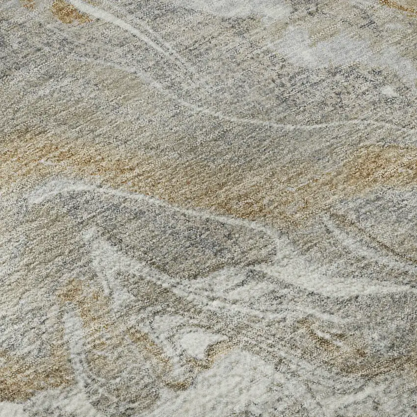 Graphite Beige And Ivory Abstract Washable Area Rug With UV Protection Photo 9