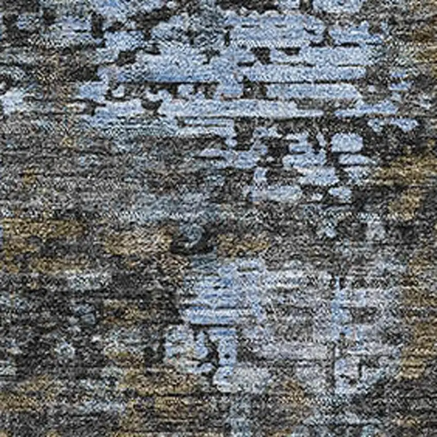 Graphite Blue And Copper Abstract Washable Area Rug With UV Protection Photo 4
