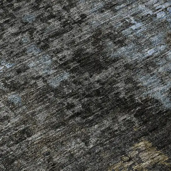 Graphite Blue And Copper Abstract Washable Area Rug With UV Protection Photo 1