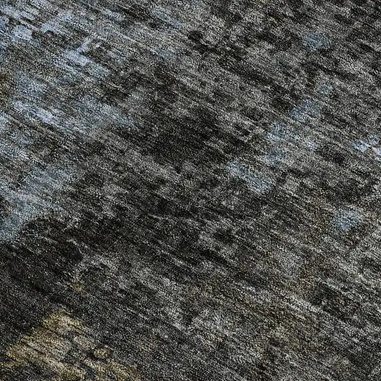 Graphite Blue And Copper Abstract Washable Area Rug With UV Protection Photo 3