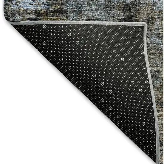 Graphite Blue And Copper Abstract Washable Area Rug With UV Protection Photo 8