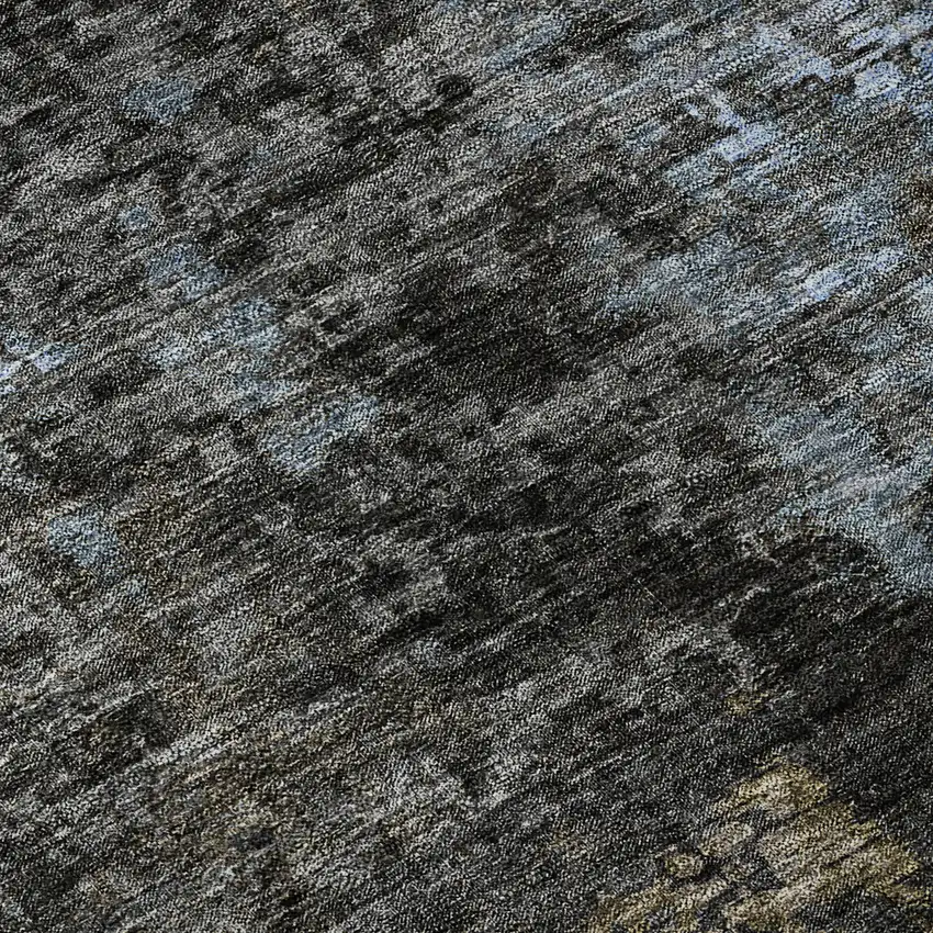 Graphite Blue And Copper Abstract Washable Area Rug With UV Protection Photo 1