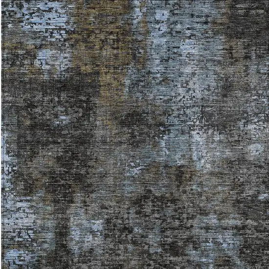 Graphite Charcoal And Silver Abstract Washable Indoor Outdoor Area Rug Photo 6