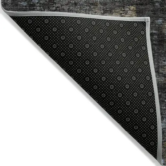 Graphite Charcoal And Silver Abstract Washable Indoor Outdoor Area Rug Photo 4