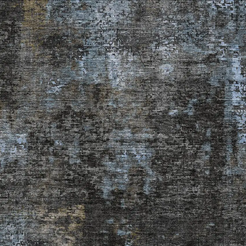 Graphite Charcoal And Silver Abstract Washable Indoor Outdoor Area Rug Photo 6