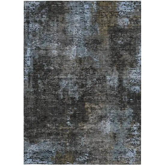 Graphite Charcoal And Silver Abstract Washable Indoor Outdoor Area Rug Photo 7