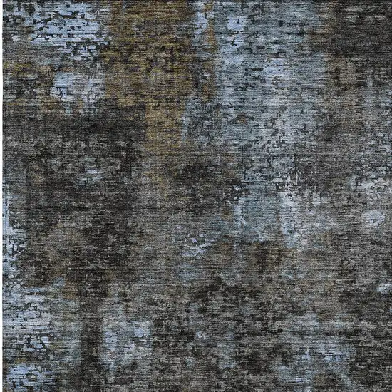 Graphite Charcoal And Silver Abstract Washable Indoor Outdoor Area Rug Photo 6
