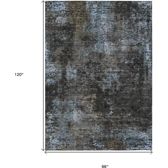 Graphite Charcoal And Silver Abstract Washable Indoor Outdoor Area Rug Photo 3