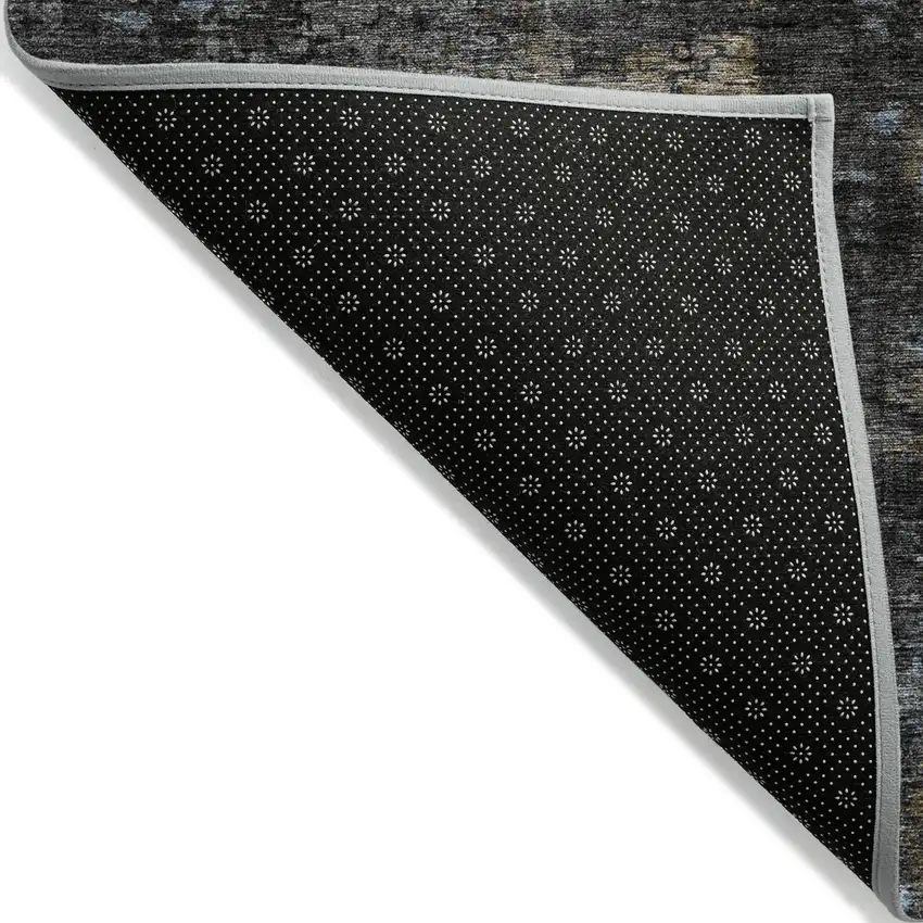 Graphite Charcoal And Silver Abstract Washable Indoor Outdoor Area Rug Photo 4