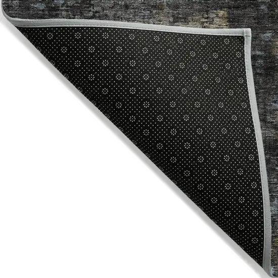 Graphite Charcoal And Silver Abstract Washable Indoor Outdoor Area Rug Photo 4
