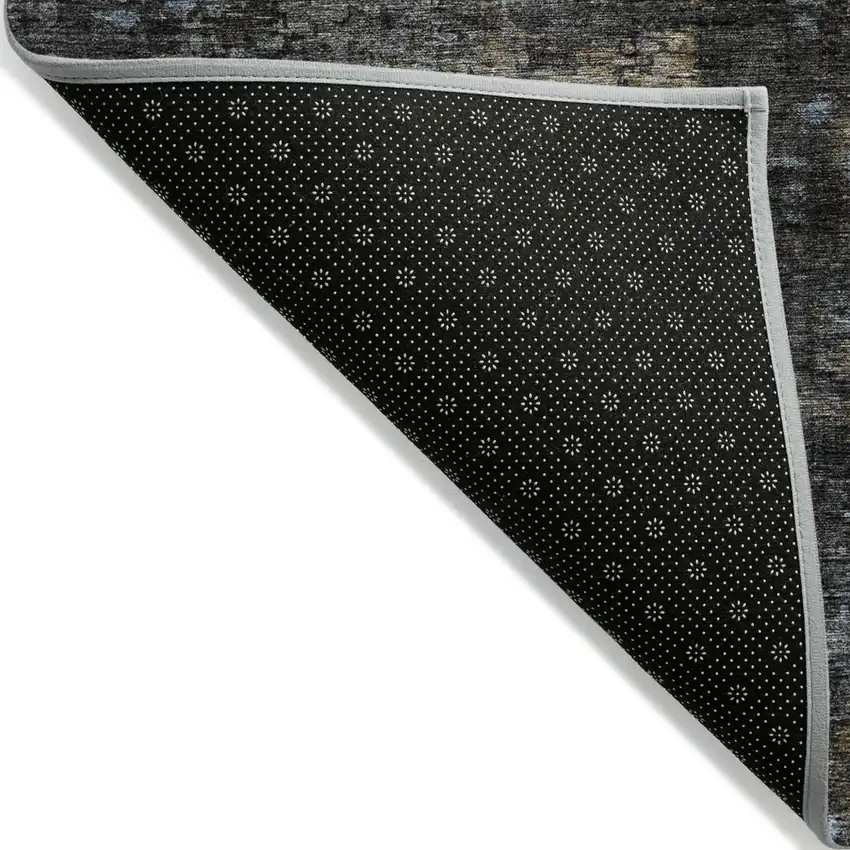 Graphite Charcoal And Silver Abstract Washable Indoor Outdoor Area Rug Photo 4