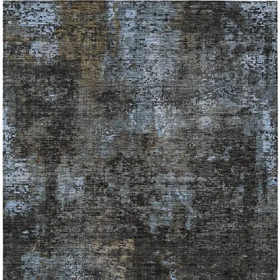 Graphite Charcoal And Silver Abstract Washable Indoor Outdoor Area Rug Photo 7