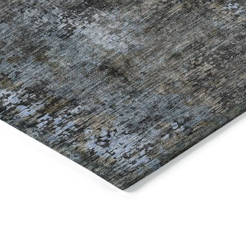 Graphite Charcoal And Silver Abstract Washable Indoor Outdoor Area Rug Photo 5