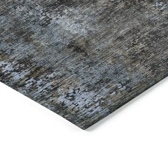 Graphite Charcoal And Silver Abstract Washable Indoor Outdoor Area Rug Photo 5