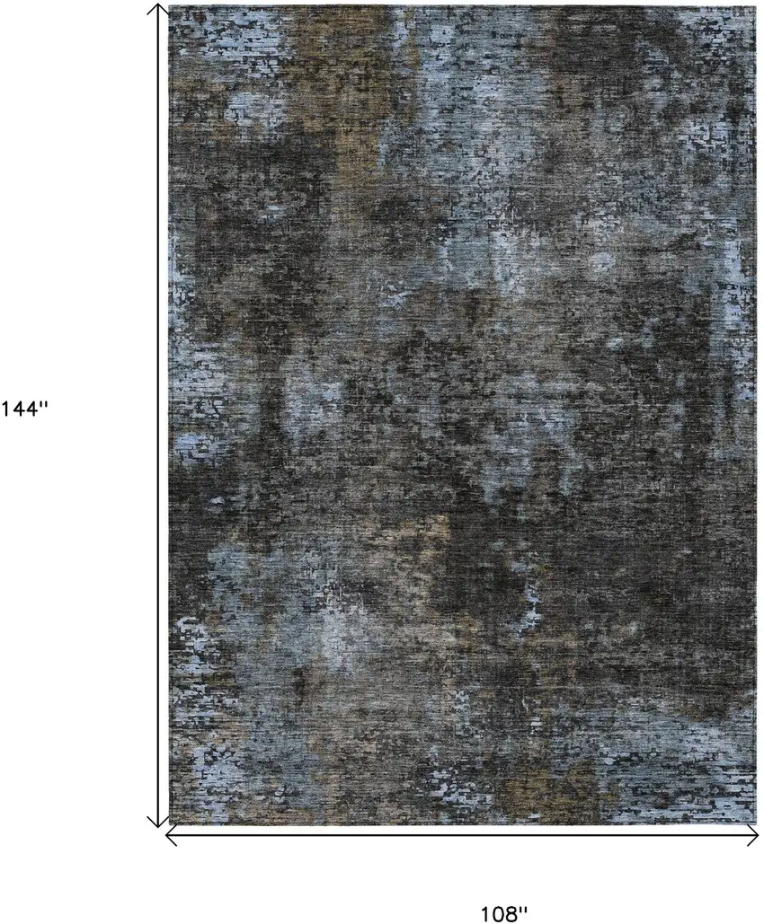 Graphite Charcoal And Silver Abstract Washable Indoor Outdoor Area Rug Photo 3
