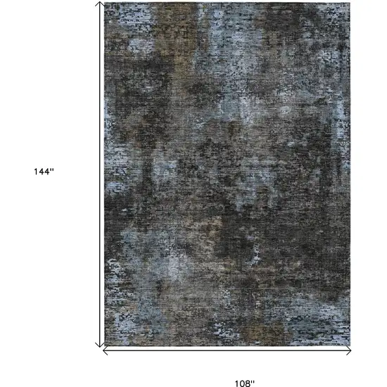 Graphite Charcoal And Silver Abstract Washable Indoor Outdoor Area Rug Photo 3