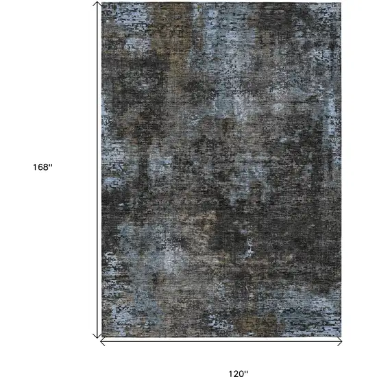 Graphite Charcoal And Silver Abstract Washable Indoor Outdoor Area Rug Photo 3