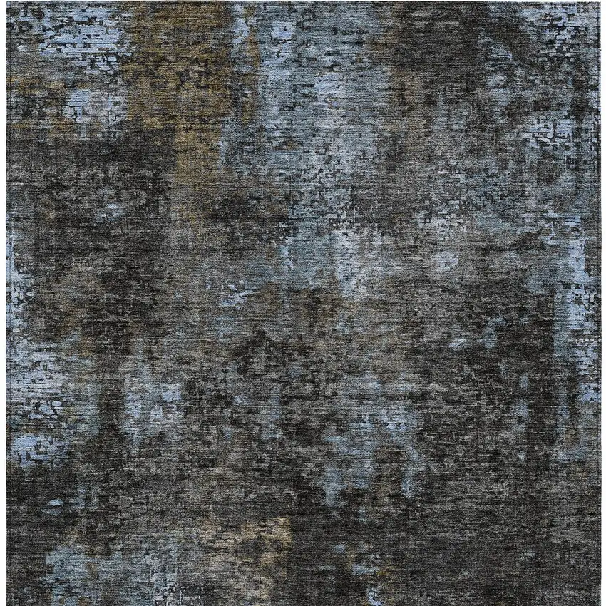 Graphite Charcoal And Silver Abstract Washable Indoor Outdoor Area Rug Photo 6